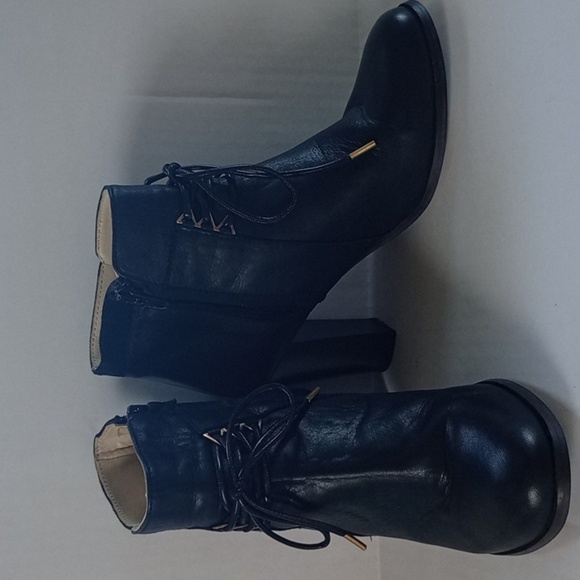 Size 39 8.5 U.S. M.Moustache (ODAJE) Black Leather Zip Up Booties Suede … - Picture 14 of 15